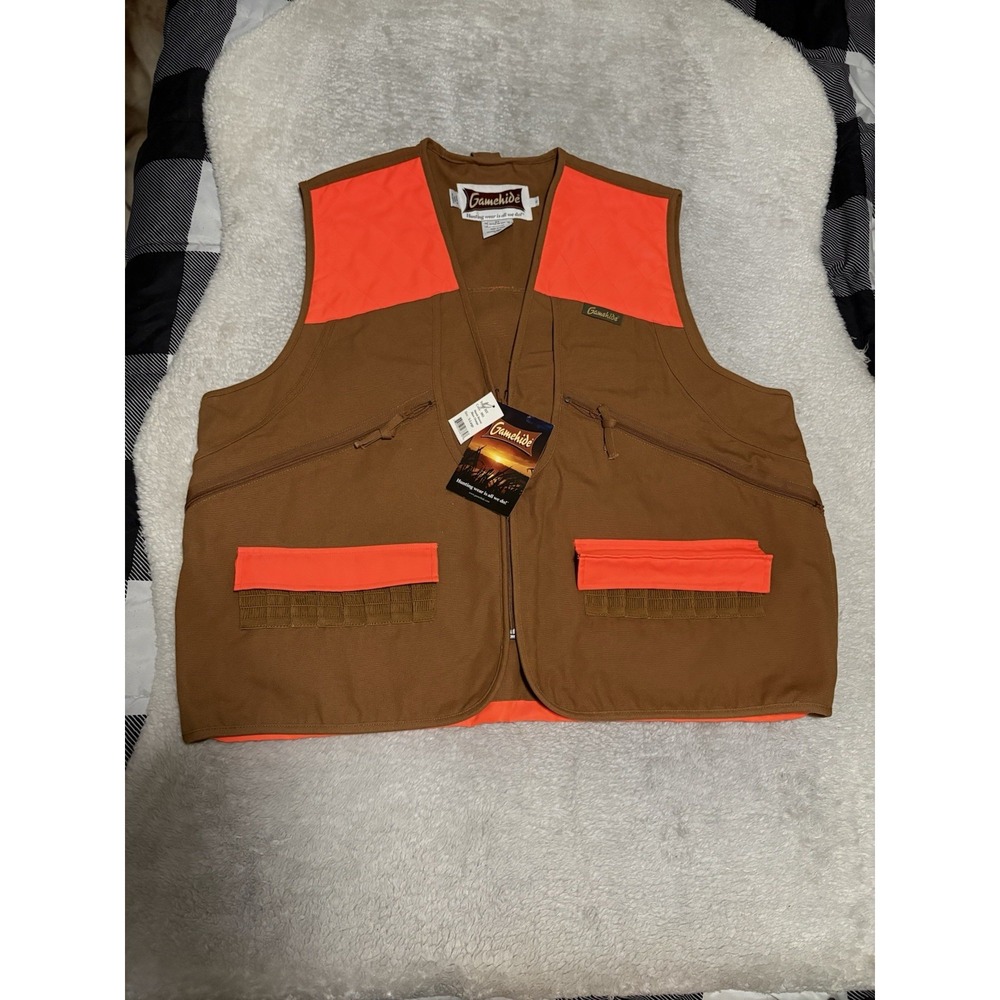 Gamehide Switchgrass Hunting Vest XL Brown Orange Full Zip Outdoor Canvas New